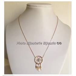 Collier chaîne de cou Attrape Rêve Pierre Turquoise Plaqué or 18CARATS