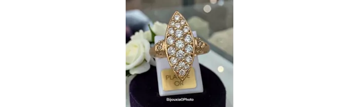Bague MARQUISE ZIRCONIUM Plaqué or 18 CARATS Tailles 48 à 64