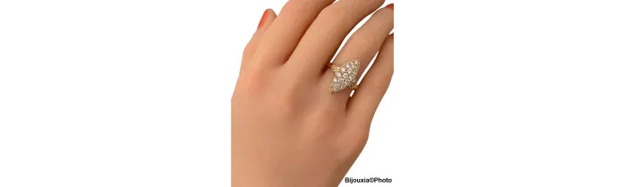 Bague MARQUISE ZIRCONIUM Plaqué or 18 CARATS Tailles 48 à 64