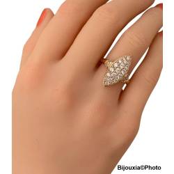Bague MARQUISE ZIRCONIUM Plaqué or 18 CARATS Tailles 48 à 64