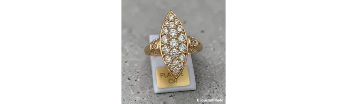 Bague MARQUISE ZIRCONIUM Plaqué or 18 CARATS Tailles 48 à 64