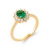 Bague Marquise Émeraude Plaqué Or 18 Carats 5 Microns Bijoux Tailles 50 à 60