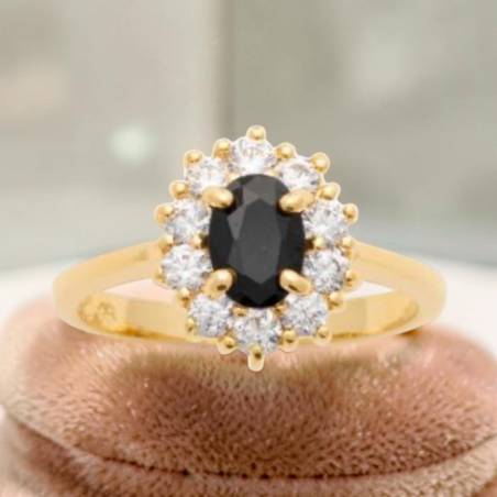 Bague Marquise Saphir Plaqué Or 18 Carats 750/000 Tailles CHOIX