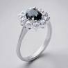 Bague Fleur Marquise Saphir Naturel Et Zirconium En Argent Massif 925 Rhodié T48 à 68