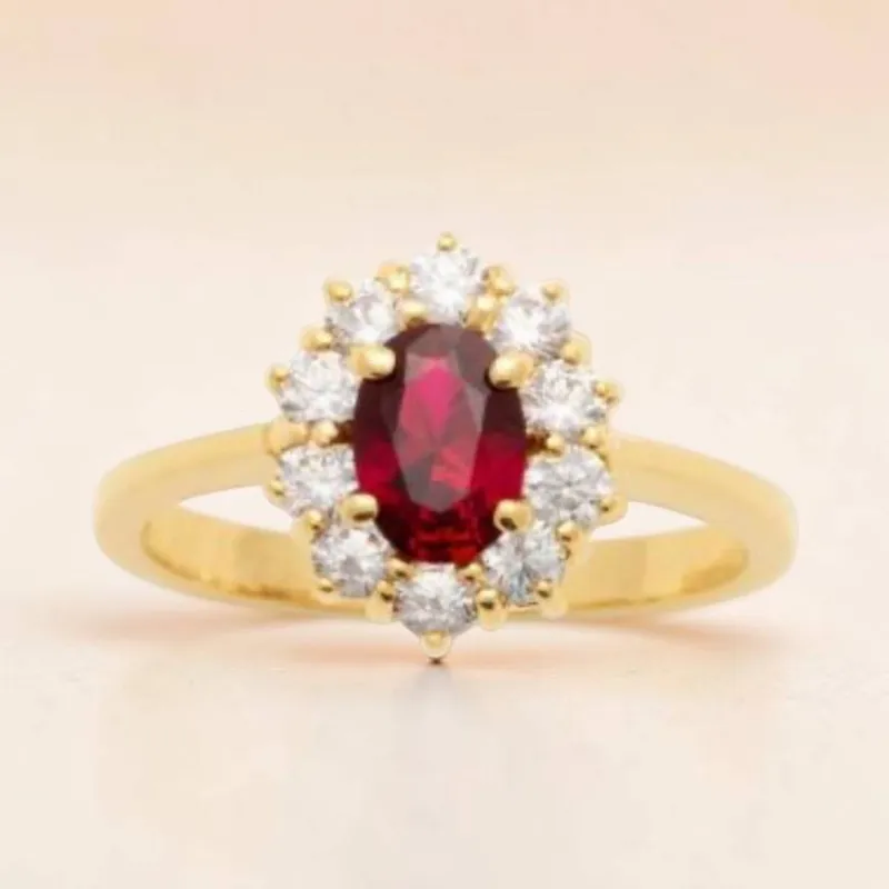 Bague Marquise Rubis Plaqué Or 18 Carats Tailles 50 à 68