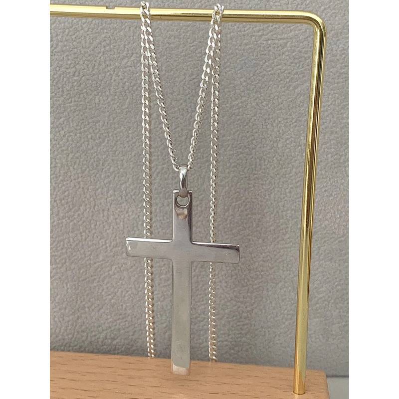 Pendentif Religieux Grande Croix En Argent Massif 925/000 Bijoux Mixte