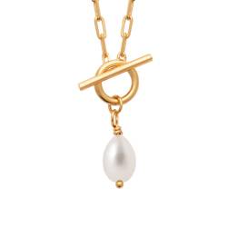 Collier Perle Naturelle D'Eau Douce En Plaqué Or 18 Carats