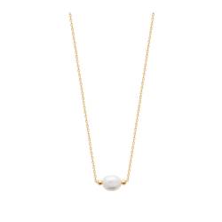 Collier Perle Naturelle D'Eau Douce En Plaqué Or 18 Carats 750/000