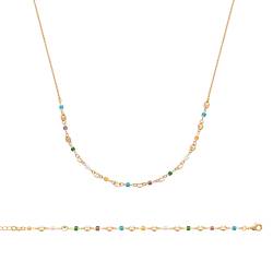 Bracelet Perles de Cristal Multicolore Et Grains de Café En Plaqué Or 18 Carats