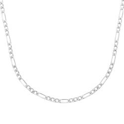 Chaîne Maille Figaro Diamantée 50 cm X 3,5 mm Argent Massif 925/1000