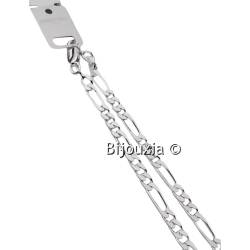 Chaîne Maille Figaro Diamantée 50 cm X 3,5 mm Argent Massif 925/1000