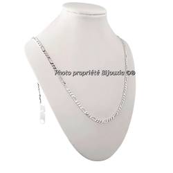 Chaîne Maille Figaro- Diamantée 55cm x  3,5 mm Argent Massif 925/1000