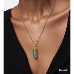 Pendentif Tiki Polynésien Plaqué Or 18 Carats & Turquoise