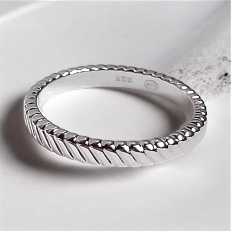 Bague Alliance Ciselée TAILLE 56 En Argent Massif 925/1000
