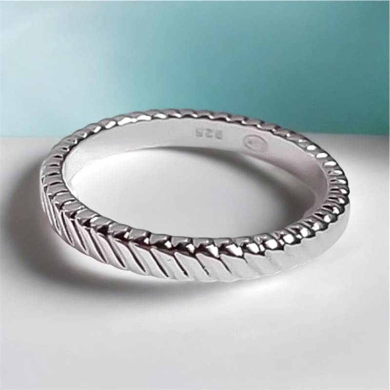 Bague Alliance Ciselée En Argent Massif 925/1000 Bijoux T50 à 60