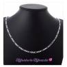 Chaîne Maille Figaro diamantée 45cm X 3 mm Argent Massif 925/1000 Bijoux NEUF