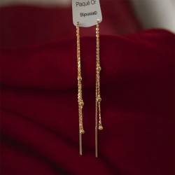 Boucles D'oreilles Double Chaîne Traversante Triple Boules En Plaqué or 18 Carats 750/000