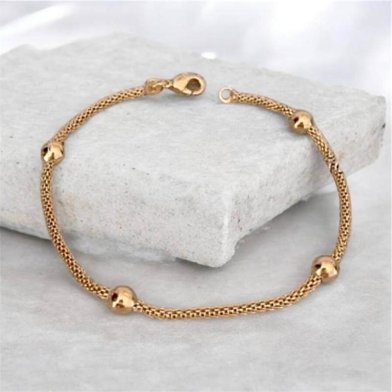 Bracelet maille Serpent et fines boules En Plaqué or 18 Carats 750/1000