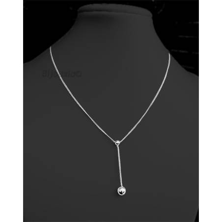 Collier Chaîne Pendentif Double Boules Pendantes En Argent Massif 925/1000