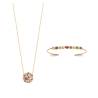 Collier Pendentif Fleur de Cristal Multicolore En Plaqué or 18 Carats 750/1000