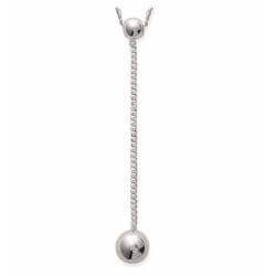 Collier Pendentif Double Boules Pendantes Argent Rhodié 925/000