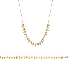 Collier pampilles Perles de Cristal Doré Et Plaqué Or 18 Carats 750/000