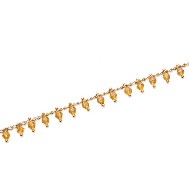 Bracelet pampilles Perles de Cristal Doré Et Plaqué Or 18 Carats 750/000
