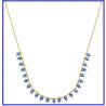 Collier pampilles Perles de Cristal Bleu Et Plaqué Or 18 Carats 750/000