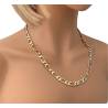 Chaîne 7MM x 50CM Maille Figaro Diamantée 1-1 Plaqué Or 18 carats Bijoux Homme