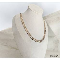 Chaîne 7MM x 60CM Maille Figaro Diamantée 1-1 Plaqué Or 18 carats Bijoux Homme
