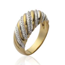 Bague Rangs Bicolore Bombée En Plaqué or 18 Carats T50 À 68 CHOIX