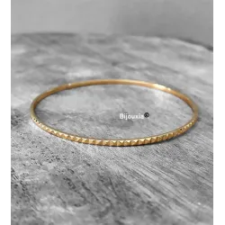 Bracelet jonc Diamètre 66MM Motifs Striés en plaqué or 18 carats 750/000
