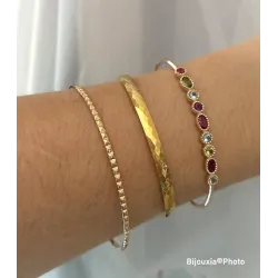 Bracelet jonc Diamètre 66MM Motifs Striés en plaqué or 18 carats 750/000