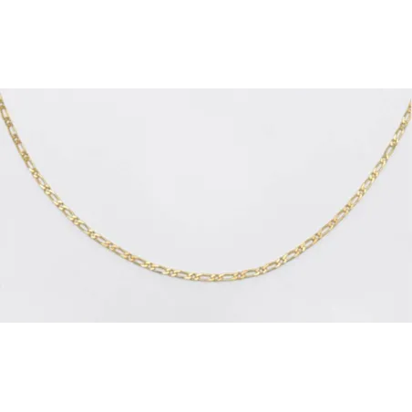 Chaîne 50CM X 2,50MM En Maille Alternée 1-1 Figaro Plaqué Or 18 Carats