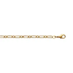 Chaîne 50CM X 2,50MM En Maille Alternée 1-1 Figaro Plaqué Or 18 Carats