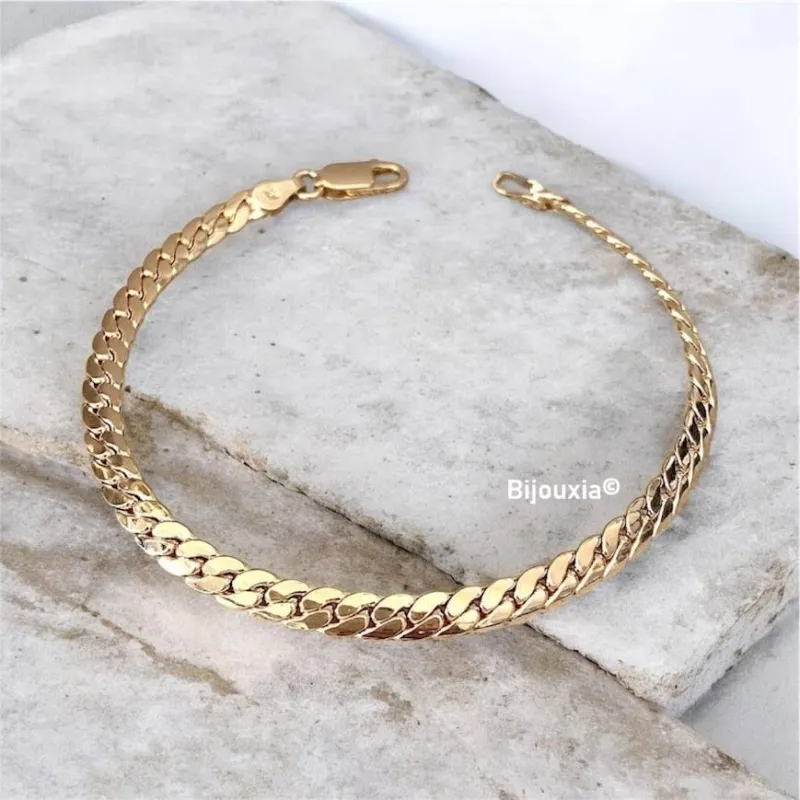 Bracelet Maille Anglaise 20cm Plaqué Or 18 Carats 750/1000