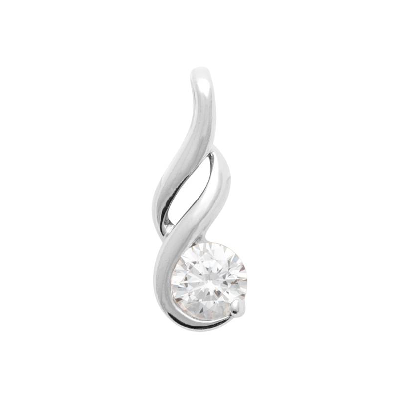 Pendentif Glamour Cristal Rond Zirconium En Argent Massif 925/000