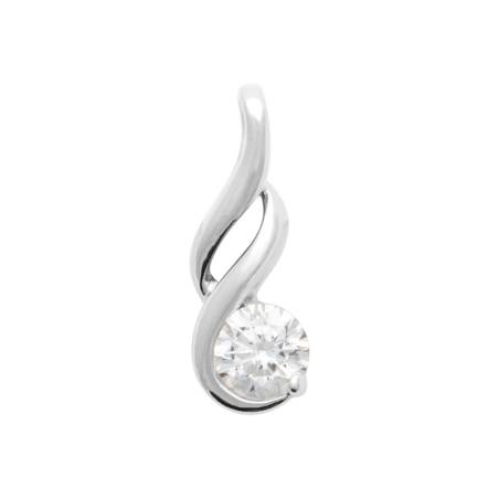 Pendentif Glamour Cristal Rond Zirconium En Argent Massif 925/000