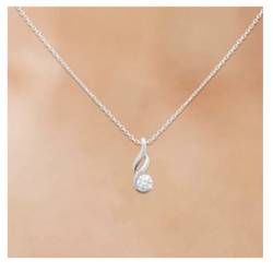 Pendentif Glamour Cristal Rond Zirconium En Argent Massif 925/000