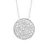 Collier Pendentif Rond Pavé Oxyde de Zirconium Argent Massif 925/000 Rhodié