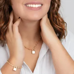 Collier Chaîne Et Pendentif Cadenas En Plaqué Or 18 Carats 750/000