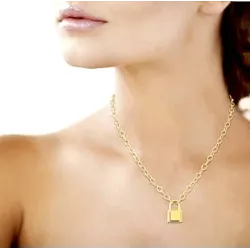 Collier Chaîne Et Pendentif Cadenas En Plaqué Or 18 Carats 750/000