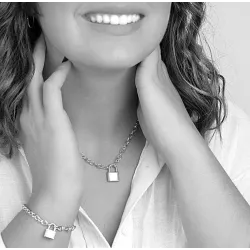Collier Chaîne Et Pendentif Cadenas En Argent Massif 925/1000