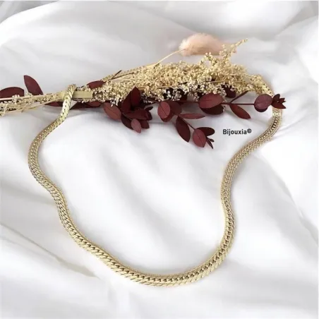 Collier Maille Anglaise 45cm X 5mm En Plaqué Or 18 carats Bijou Femme