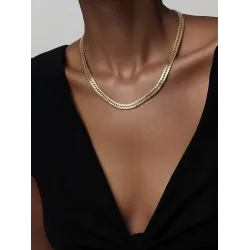 Collier Maille Anglaise 45cm X 5mm En Plaqué Or 18 carats Bijou Femme