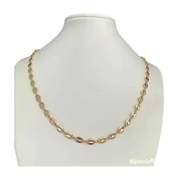 Chaîne Maille Grain De Café 50 CM X 5MM Plaqué or 18 CARATS 750/1000