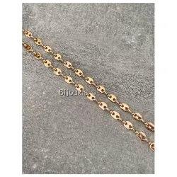 Chaîne Maille Grain De Café 45 CM X 5MM Plaqué or 18 CARATS 750/1000
