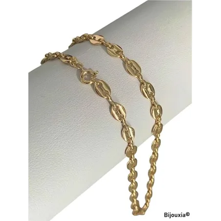 Chaîne Maille Grain De Café 45 CM X 5MM Plaqué or 18 CARATS 750/1000