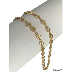 Chaîne Grain De Café 5MM X 50 CM Plaqué or 18 CARATS 750/1000 Bijoux NEUF