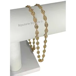 Chaîne Grain De Café 5MM X 50 CM Plaqué or 18 CARATS 750/1000 Bijoux NEUF